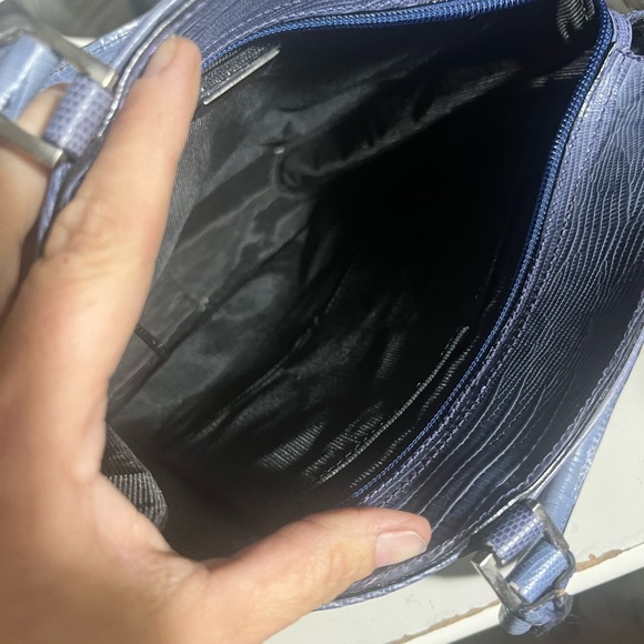 Talbots Alligator Print Leather Handbag Made in Italy. Brilliant Blue! - Picture 5 of 6